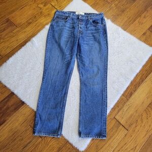 Reformation Mid-Rise Button Fly Jeans Women's 30 Straight Leg Baltic Blue